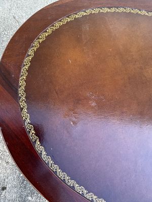 3706 Imperial Mahogany Oval Leather Top Side Table