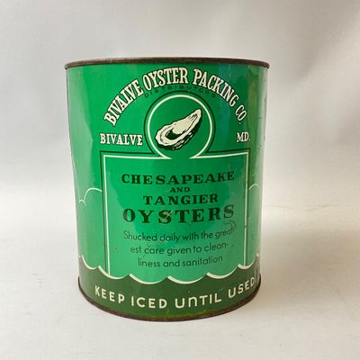 Vintage B&L Brand Oysters Metal Tin - Bivalve Oyster Packing Co.