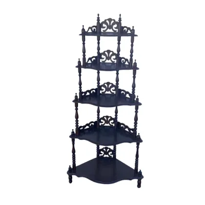 3702 Vintage 5-Tier Wooden Corner Whatnot Shelf