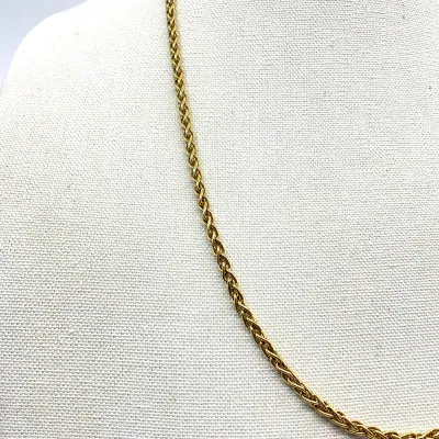 3000 18K Yellow Gold 27" Wheat Chain Necklace with Two-Tone Spring Ring Clasp - 80.0 Grams