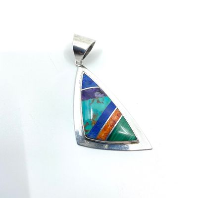 Chad Hoskie Sterling Silver Multi-Stone Inlay Pendant