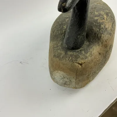 3651 Vintage Hand-Carved Canada Goose Hunting Decoy – Weathered Paint