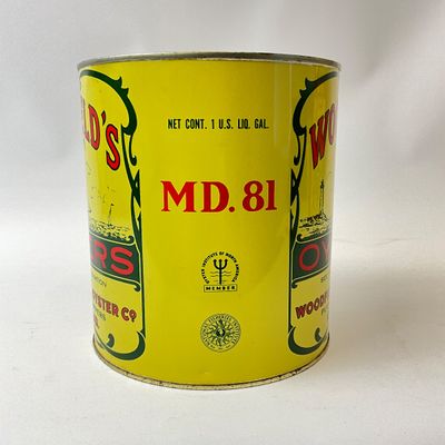 Vintage Woodfield's Fresh Oysters 1 Gallon Tin Can - Galesville, MD