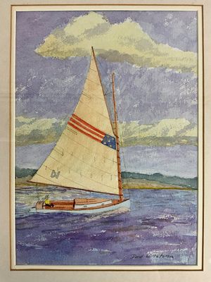 Framed Sailboat Watercolor Painting Signed David W. Peterson