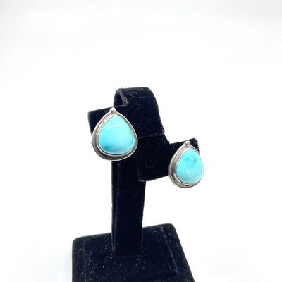 Larry Sand Sterling Silver & Turquoise Teardrop Post Earrings