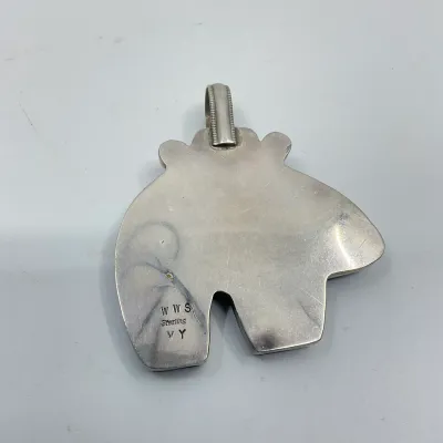 3018 Navajo Walter Stone & Veronica Yellowhorse Sterling Lapis Bear Pendant