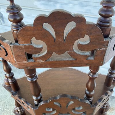 3702 Vintage 5-Tier Wooden Corner Whatnot Shelf