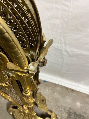 3717 Vintage Brass Peacock Folding Fireplace Screen