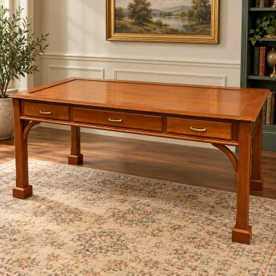 3617 Cherry Chippendale-Style 3-Drawer Writing Desk