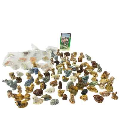 Large Collection of Vintage Wade England Red Rose Tea Whimsies