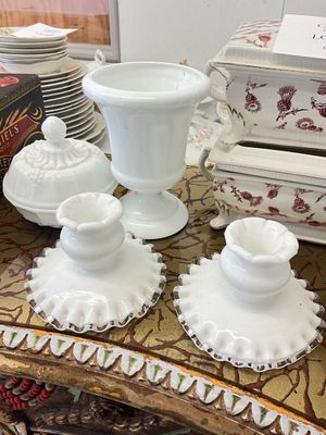 Antique & Vintage Vanity Tableware Lot - Fenton, Limoges Style, & More