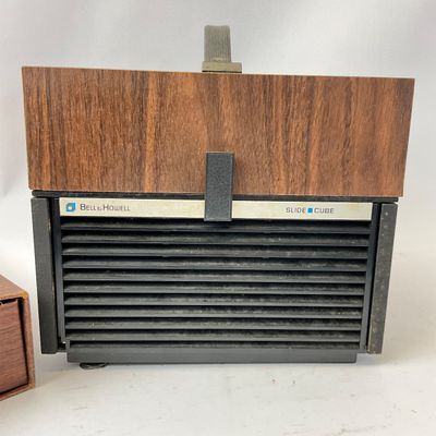Vintage Bell & Howell Slide Cube Projector with Cartridges and Storage Case