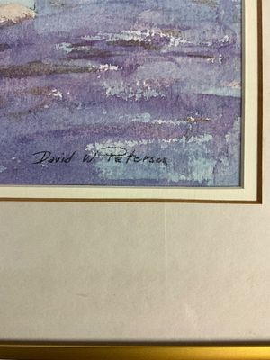 Framed Sailboat Watercolor Painting Signed David W. Peterson