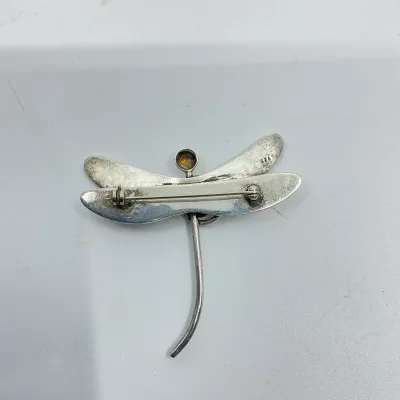 3031 Sterling Silver Abstract Dragonfly Brooch – 18.9g