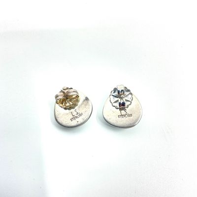 Larry Sand Sterling Silver & Turquoise Teardrop Post Earrings