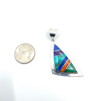 Chad Hoskie Sterling Silver Multi-Stone Inlay Pendant