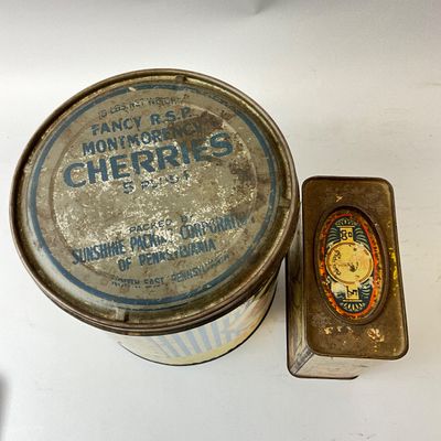 Vintage Sunshine Brand Fruit Tin & Tung Gee Co. Tea Tin - Set of 2