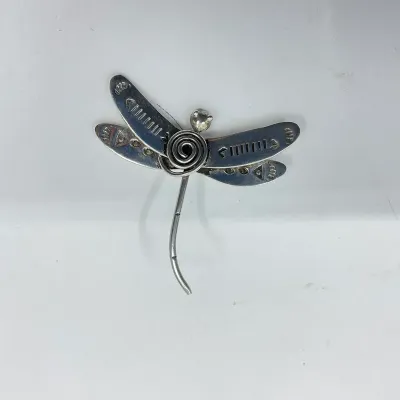 3031 Sterling Silver Abstract Dragonfly Brooch – 18.9g