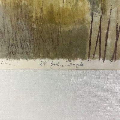 3689 Vintage Mid-Century Abstract Eagle Lithograph by Spruce Gruver (1964)
