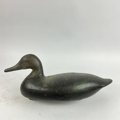 3656 Vintage Hand-Carved Wooden Duck Decoy – Mid-Century American Waterfowl Style