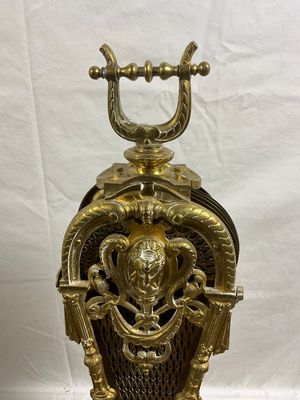 3717 Vintage Brass Peacock Folding Fireplace Screen