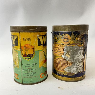 Vintage WGY Brand & Glendora Coffee Tins - Set of 2