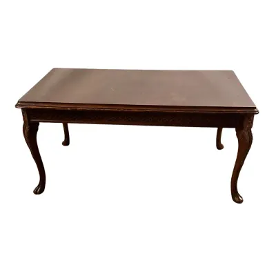 3713 Vintage Carved Wood Coffee Table with Cabriole Legs