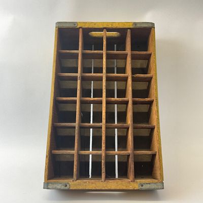 Vintage yellow wooden Coca-Cola crate
