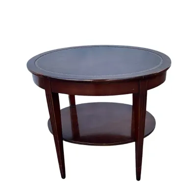 3706 Imperial Mahogany Oval Leather Top Side Table