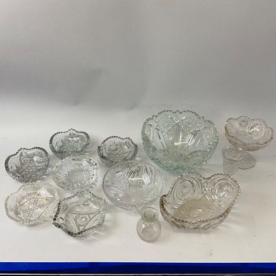 Vintage EAPG and Pressed Glass Bowls and Serving Pieces - 12 Piece Lot
