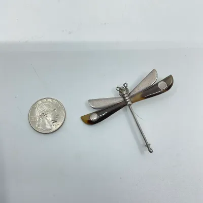 3028 William Spratling Taxco Sterling Silver & Ebony Dragonfly Brooch