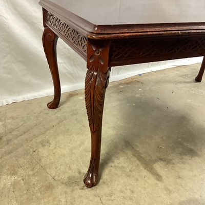 3713 Vintage Carved Wood Coffee Table with Cabriole Legs