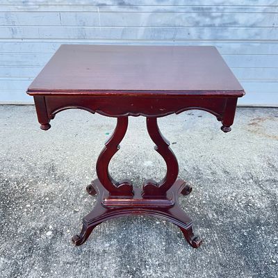 3700 Vintage Mahogany Lyre Base Side Table