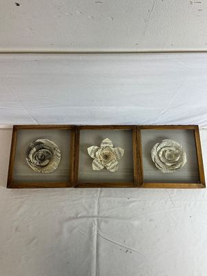 Set of 3 Framed Paper Flower Shadowbox Wall Art