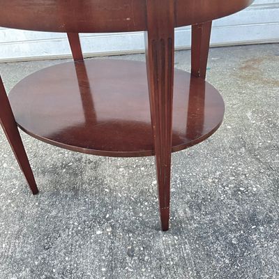 3706 Imperial Mahogany Oval Leather Top Side Table
