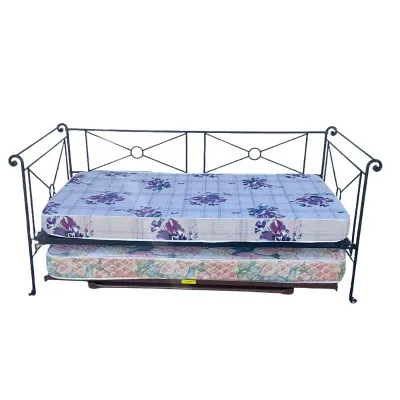 3712 Charles P. Rogers Wrought Iron Campaign Daybed with Pop-Up Trundle and Mattresses