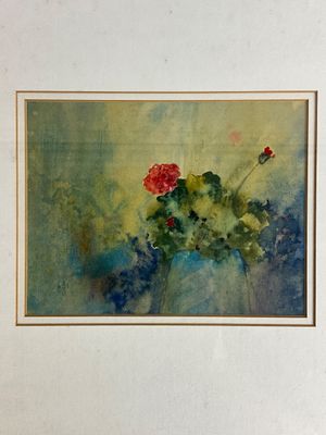 Framed Watercolor Floral Painting Signed Noga, Frame