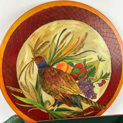 3627 Large Autumn Fall Décor Lot with STICKS Quail Lazy Susan