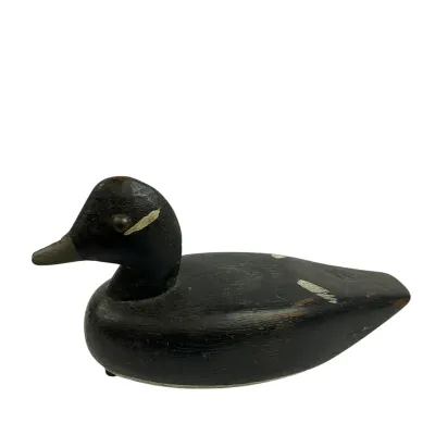 3650 Vintage Hand-Carved Wooden Duck Decoy with Anchor Weight – Signed J.H.