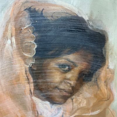 3684 Marion Storck Ambuel Oil Portrait Painting, c. 1970s
