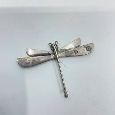 3028 William Spratling Taxco Sterling Silver & Ebony Dragonfly Brooch