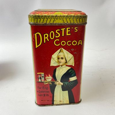 Vintage Droste's Cocoa Tin & La Coupole Red Metal Tin - Set of 2