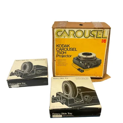 Vintage Kodak Carousel 750H Slide Projector with Two Rotary Slide Trays