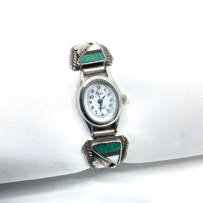 Nadia Quartz Watch with Native American Sterling Silver Inlay Band