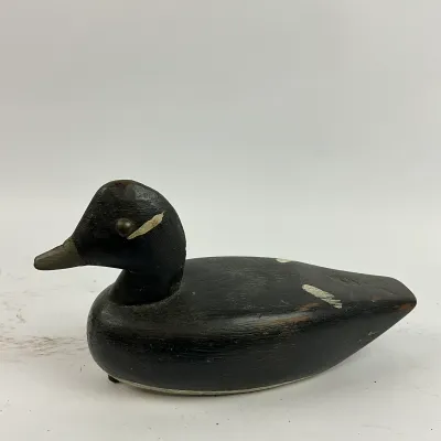 3650 Vintage Hand-Carved Wooden Duck Decoy with Anchor Weight – Signed J.H.