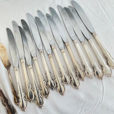 Vintage Silver-Plated Flatware Service Set with Scroll Handles