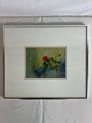 Framed Watercolor Floral Painting Signed Noga, Frame