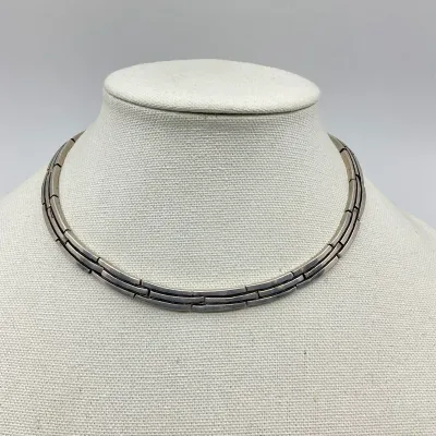 3039 Vintage Taxco Mexico Sterling Silver Articulated Link Collar Necklace – 85.6 Grams