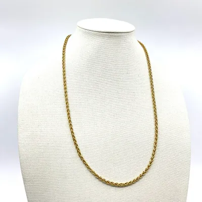 3000 18K Yellow Gold 27" Wheat Chain Necklace with Two-Tone Spring Ring Clasp - 80.0 Grams