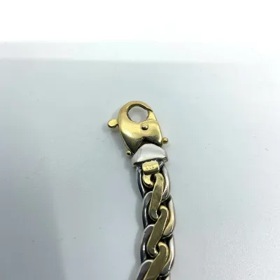 3003 14K Two-Tone Yellow & White Gold Curb Link Bracelet – 9.6 Grams, 7.5"